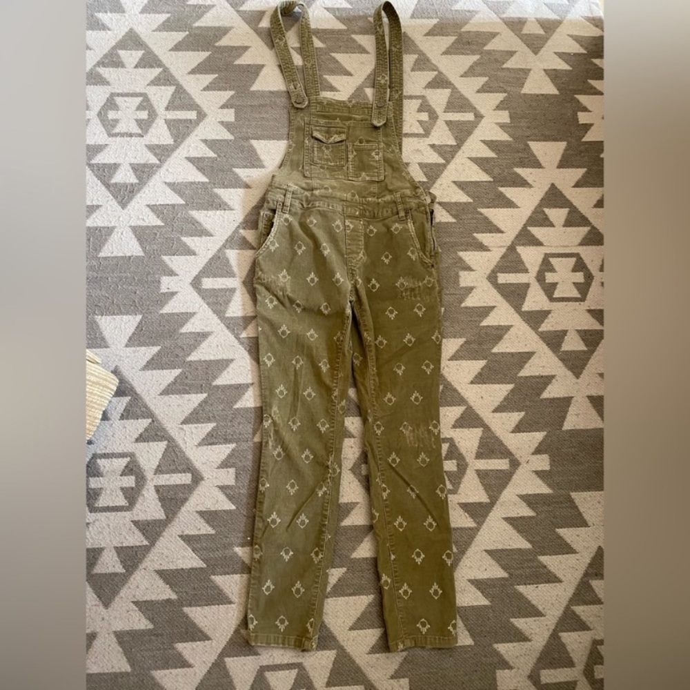 Free People olive green cord overalls size 24